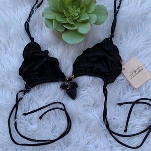 NWT Agent Provocateur Black Berry Bikini Top Sz 2